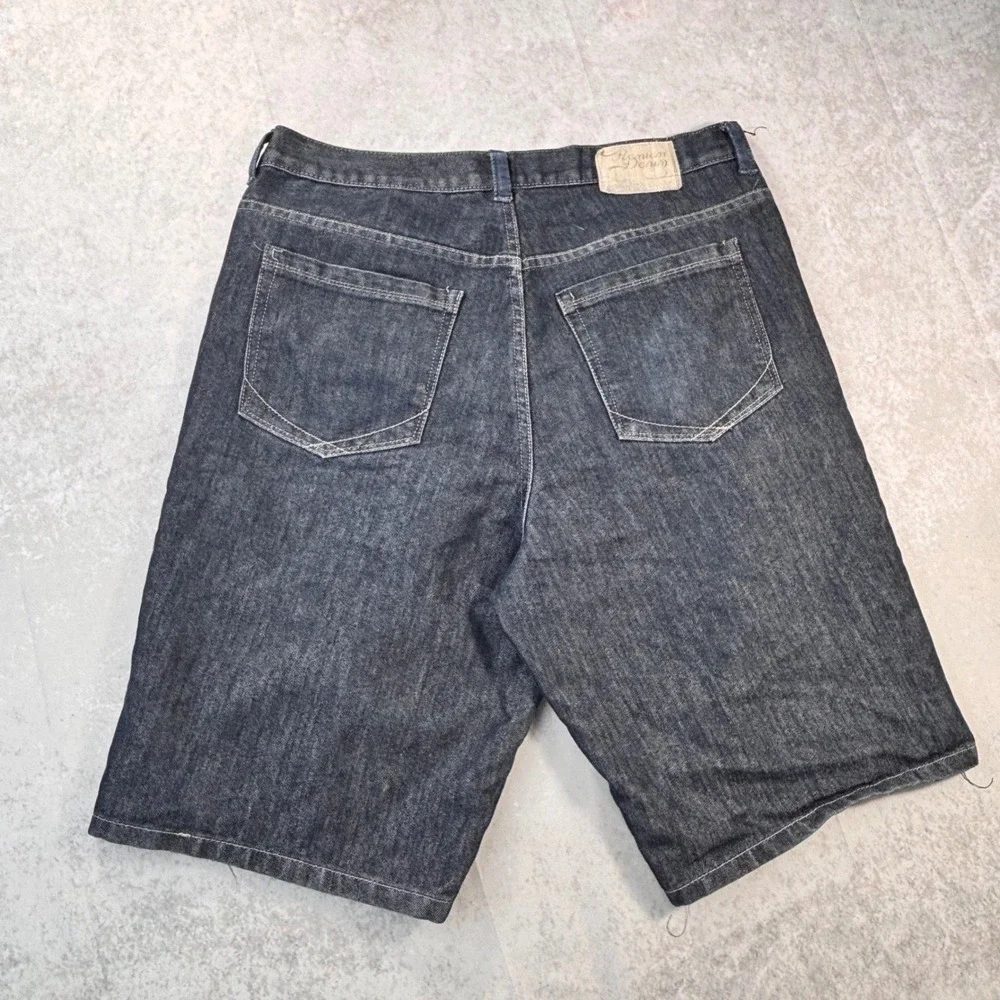 Premium Denim Distressed Baggy Jorts Y2K Dark Wash Skater Denim Shorts 40